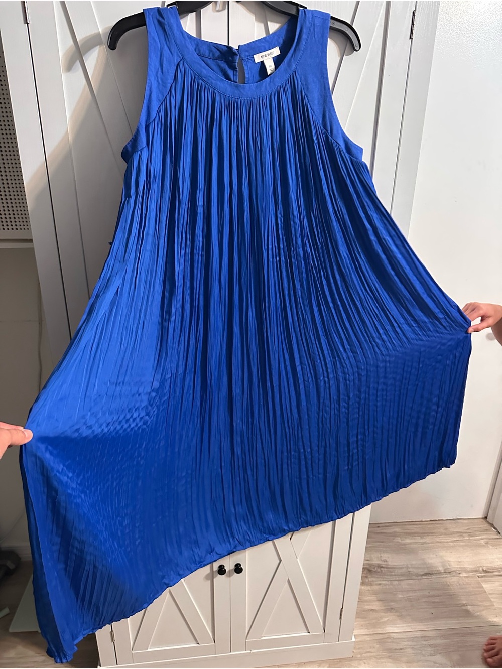 Nine West Royal Blue Pleated Midi Dress